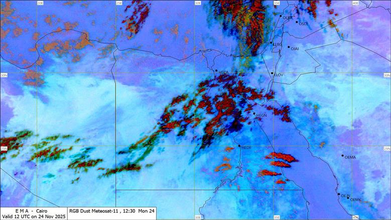 حالة الطقس الحالية تشمل تكاثر السحب الرعدية والممطرة في عدة مناطق