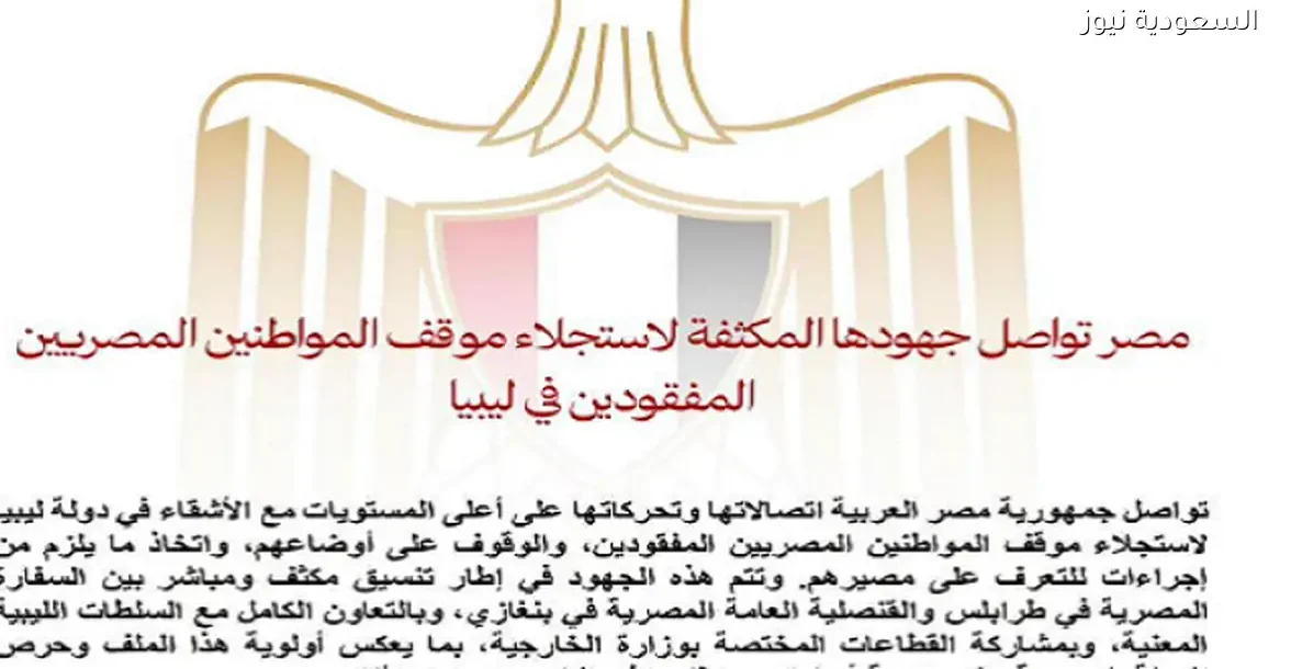 مصر تواصل جهودها لاستعادة المواطنين المفقودين في ليبيا عبر قناة النيل للأخبار