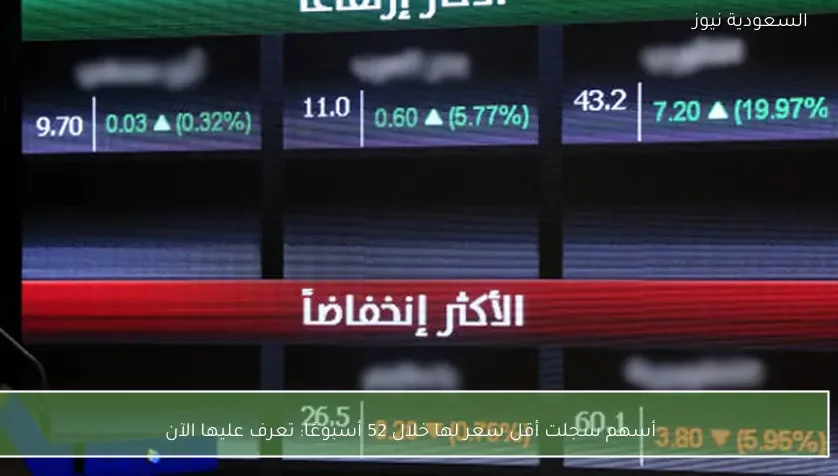أسهم سجلت أقل سعر لها خلال 52 أسبوعًا: تعرف عليها الآن