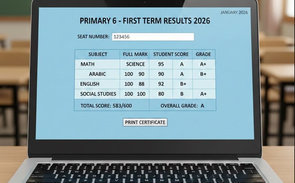 نتيجة الصف السادس الابتدائي الترم الأول برقم الجلوس 2026